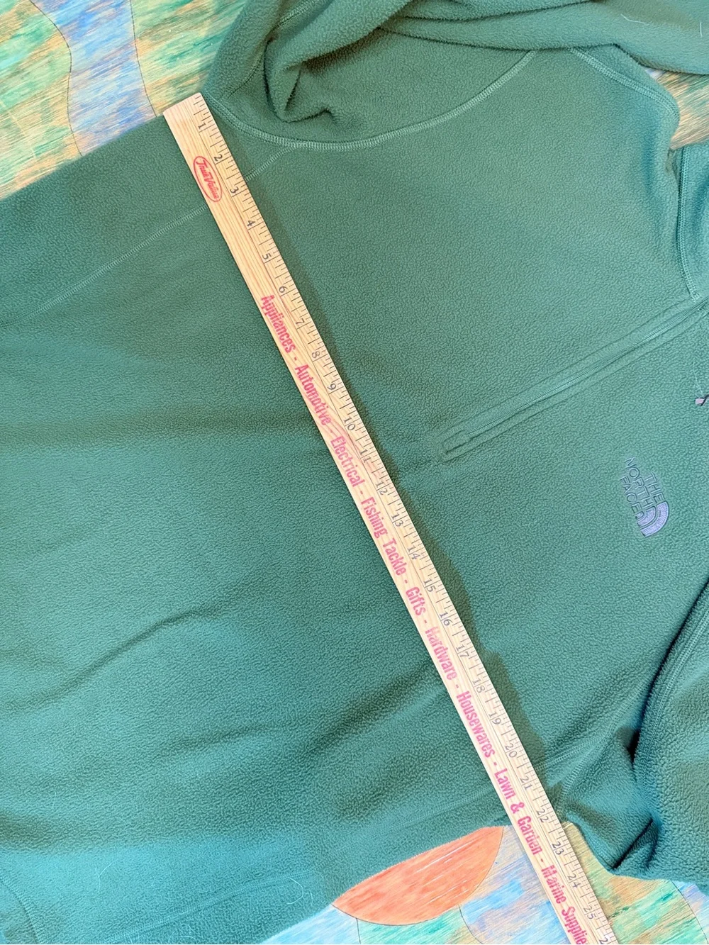 North Face Sweater Mens Large 1/4 Zip Fleece Activewear Pullover Green Polyester